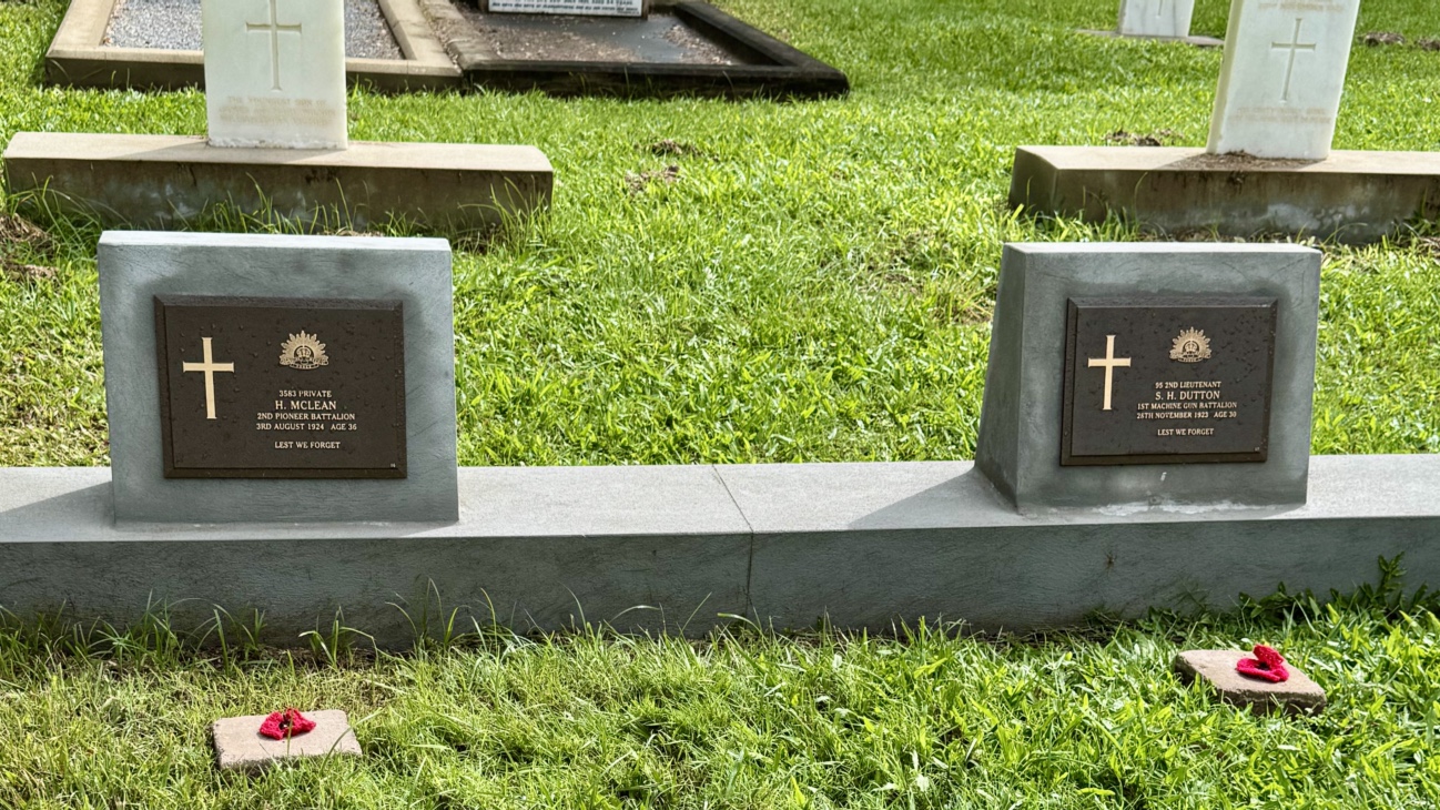 Headstones funded by the 2025 grant from the Australian Government